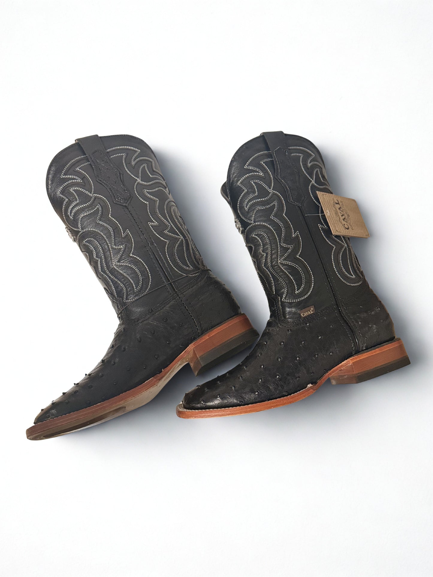 Black Ostrich Square Toe