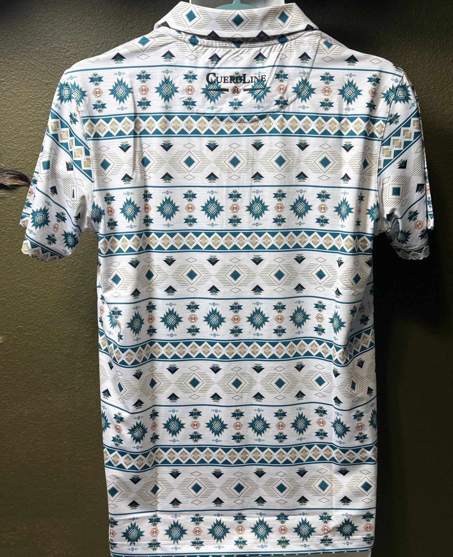 TEAL/SALMON AZTEC POLO