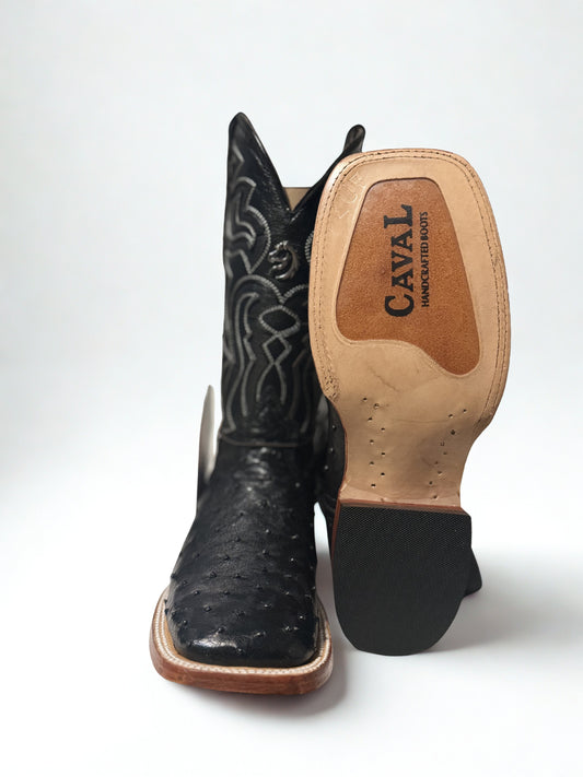 Black Ostrich Square Toe