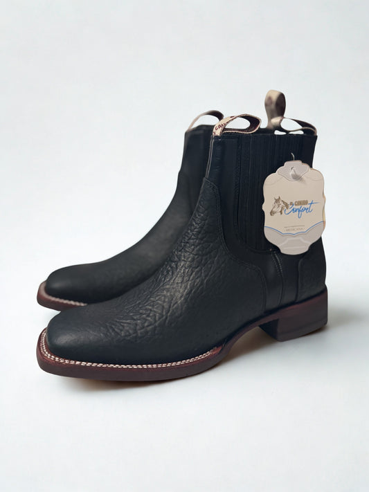 Bull Neck Ankle Boots-Black