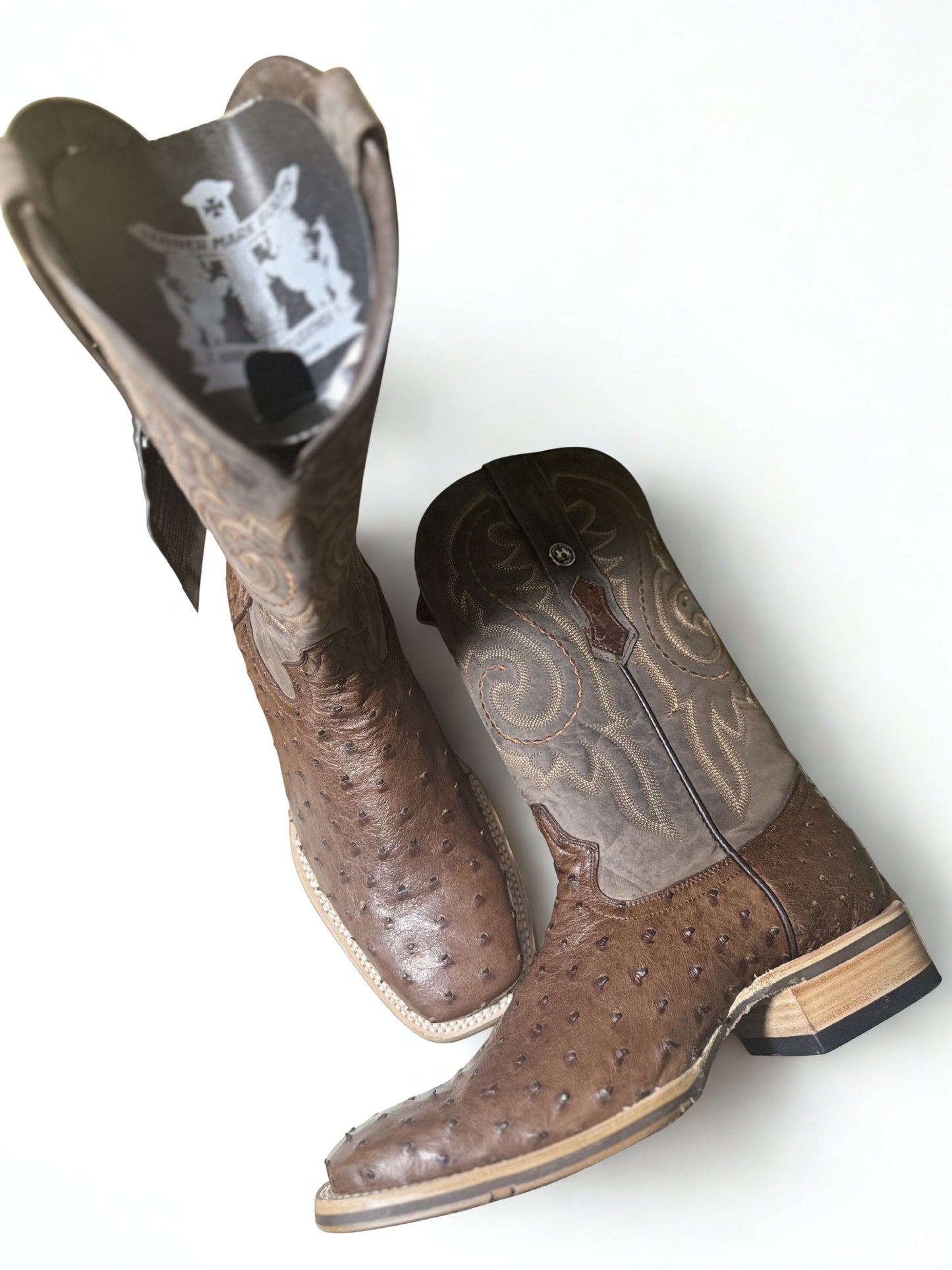 TANNER MARK MEN'S EXOTIC LEATHER OSTRICH MD KANGO TABACCO COWBOY BOOTS
