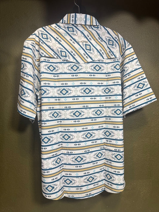 Cowboy tech short sleeve pearl snap-Navy Blue