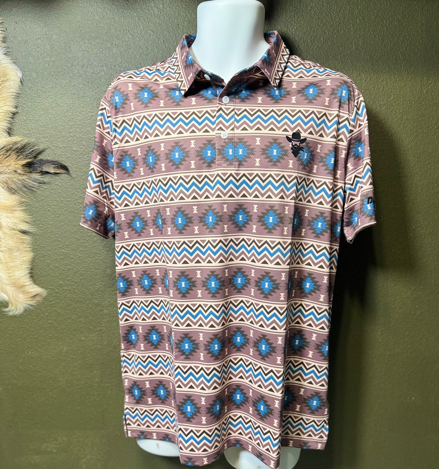 DE RANCHO-PURPLE AZTEC POLO