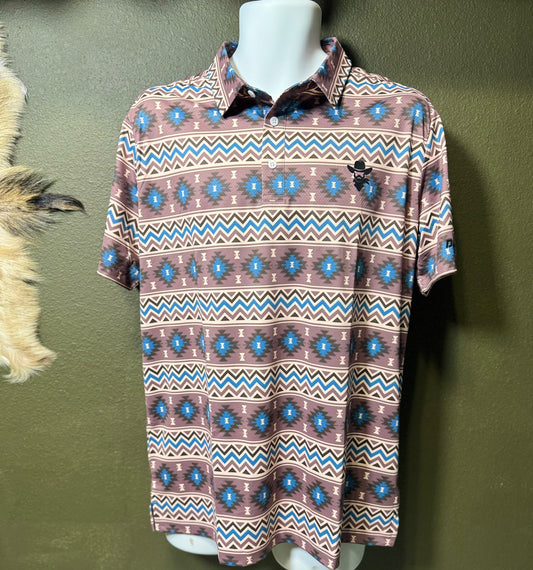 DE RANCHO-PURPLE AZTEC POLO