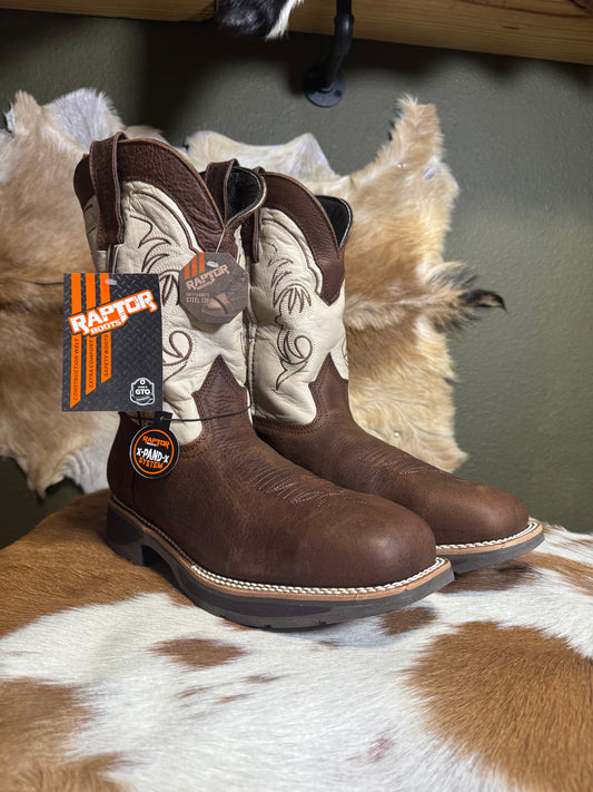 Cream-Bone Raptor Steel Toe Boots
